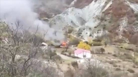 Armenians burn and destroy everything, houses, forest, fields etc ahead of leaving Kalbajar