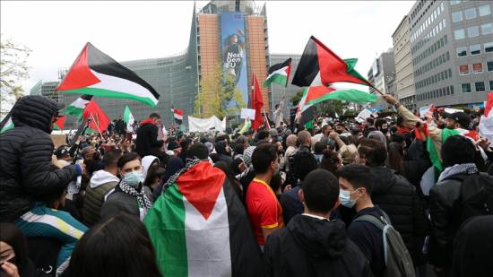 Hundreds in Brussels protest [Israel&#039;s] attacks on Palestine