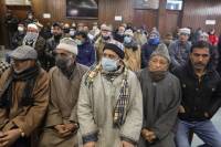 Activists from the Jammu and Kashmir National Conference at a meeting in Srinagar, Kashmir, on Dec 23, 2020.PHOTO: EPA-EFE